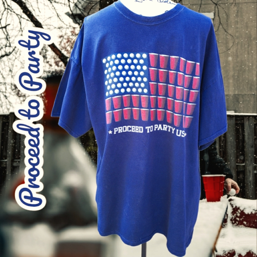 Mens Proceed to Party Blue tee